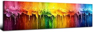 Colorful Abstract Wall Art Green Yellow Blue Orange Canvas Pictures Wate...