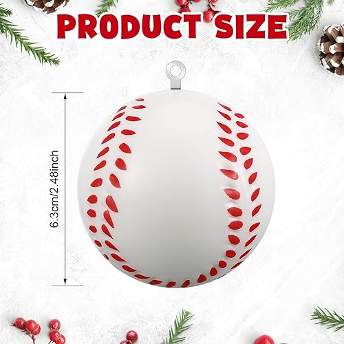 Miniatura 8 de Remuuly 24 adornos de bolas deportivas de Navidad de 2.5 pulgadas, adornos de bola de Navidad de fútbol de poliuretano, adornos decorativos de