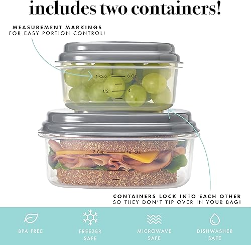 Miniatura 5 de Fit & Fresh Cloverdale - Bolsa de almuerzo aislada para adultos con bolsa lateral y asas de transporte, kit completo de almuerzo incluye 2