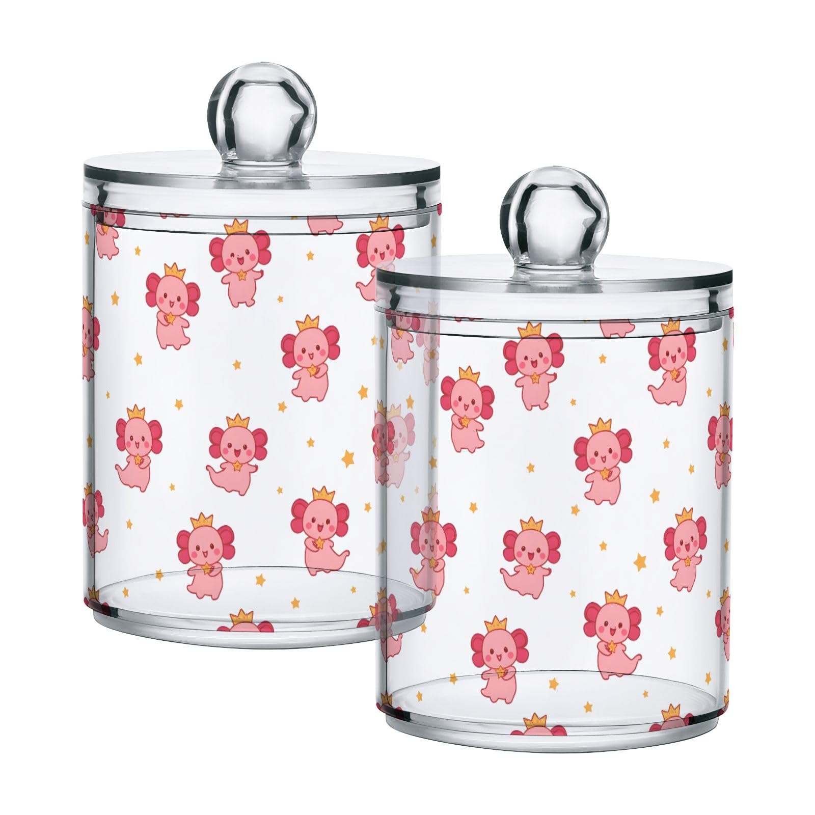 Qtip Holder with Lid Set 10oz Clear Glass Canister Apothecary Jars Bathroom Organizers Storage Accessories Vanity Containers Salamander