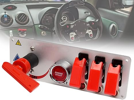 Amazon Co Jp カーレースイグニッションスイッチモディフィケーションインストルメントスタートスイッチレーシングパワーオフスイッチ5in1カーボンファイバースイッチパネルledトグルスイッチヨットrvモディフィケーション用 車 バイク