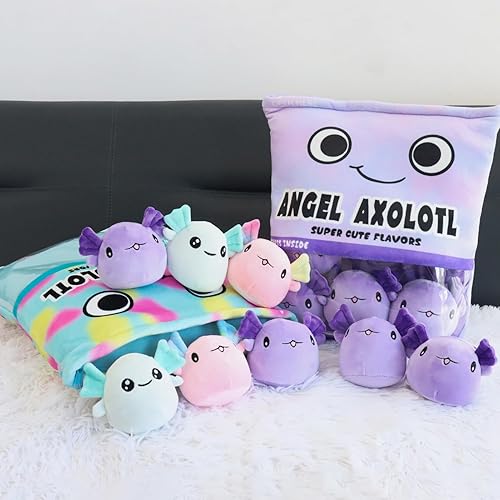 Miniatura 4 de Almohada de Peluche de Ajolote, Linda Almohada de Ajolote con Peluches de Ajolote, Bolsa de Muñecos de Animales de Peluche de Ajolote, Regalo de