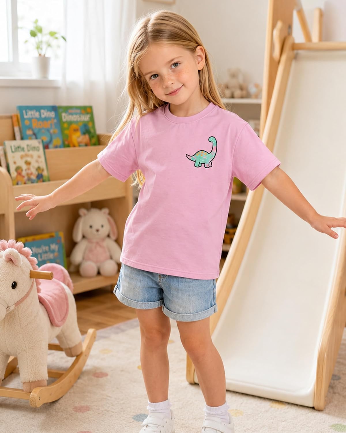 Funnycokid Girls Shirts Double-Sided T-Shirt Graphic Tees for 3-7 Years