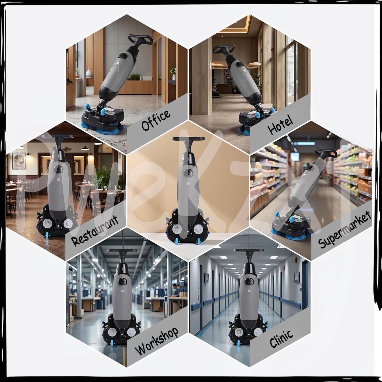 Fregadora De Suelos Comercial De 17 Pulgadas (43 Cm), MáQuina para Suelos De Doble Cepillo De Empuje Manual, PortáTil Y Rotativa; Apta para Hogares, Oficinas Y BañOs Gray