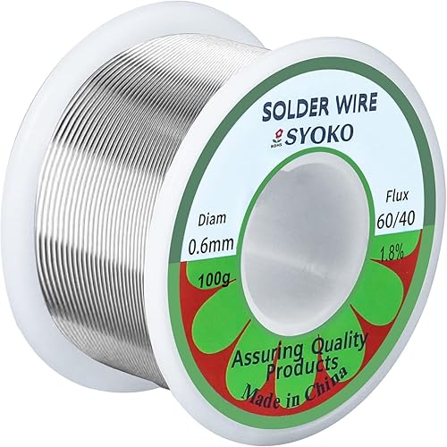 SYOKO Alambre de soldadura de núcleo de colofonia de plomo de estaño 6040 para soldadura eléctrica, alambre de soldadura, soldadura eléctrica, flujo
