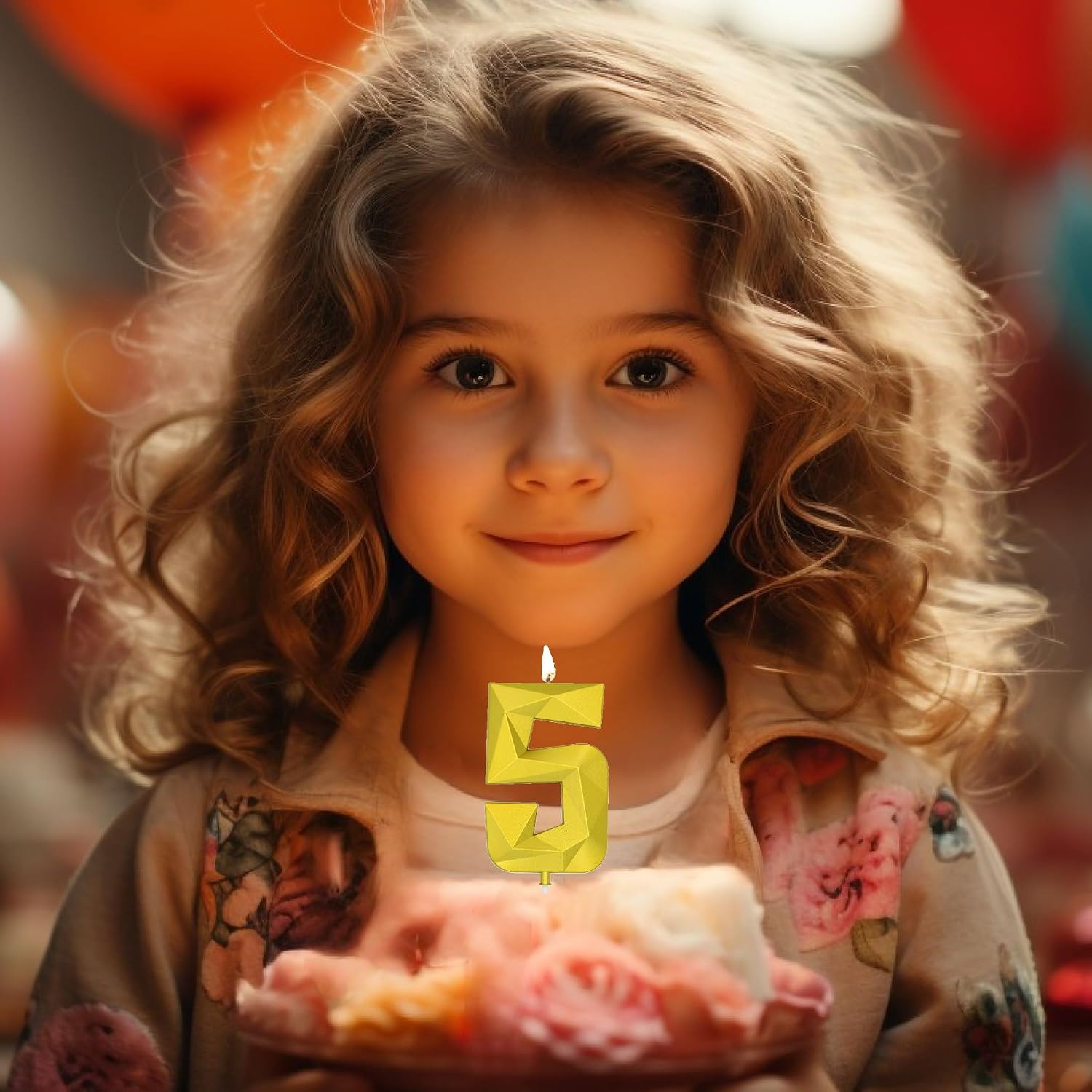 DERVENTA Large Gold 3D Number 7 Birthday Candle 3.7in Cake Topper 1 Piece image 4