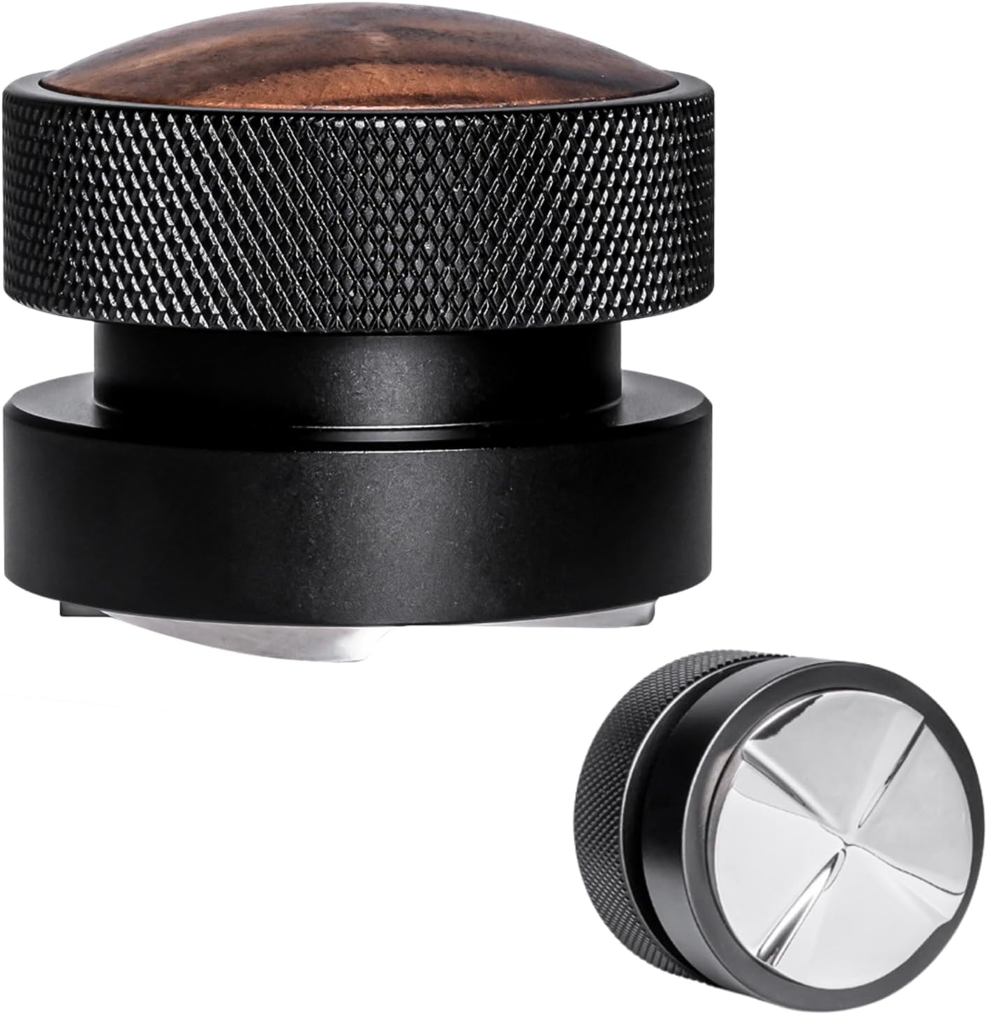 53mm Walnut Espresso Distributer, Gravity Adaptive Espresso Distribution Tool | Coffee Leveler Tool for Breville 54mm Portafilters | 304 Stainless Steel Base