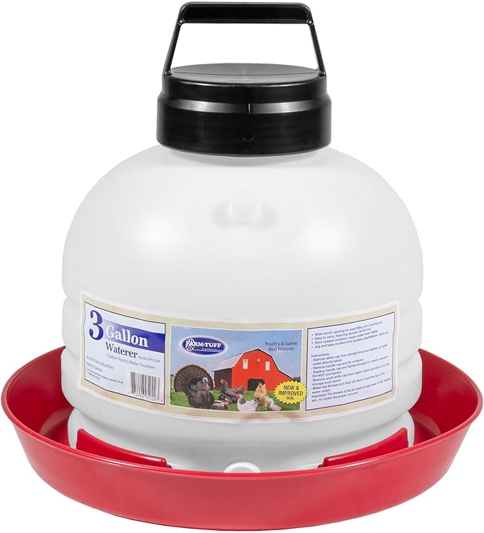 FARM-TUFF Hanging Chicken Waterer, 3 Gallon Capacity - Durable BPA-Free