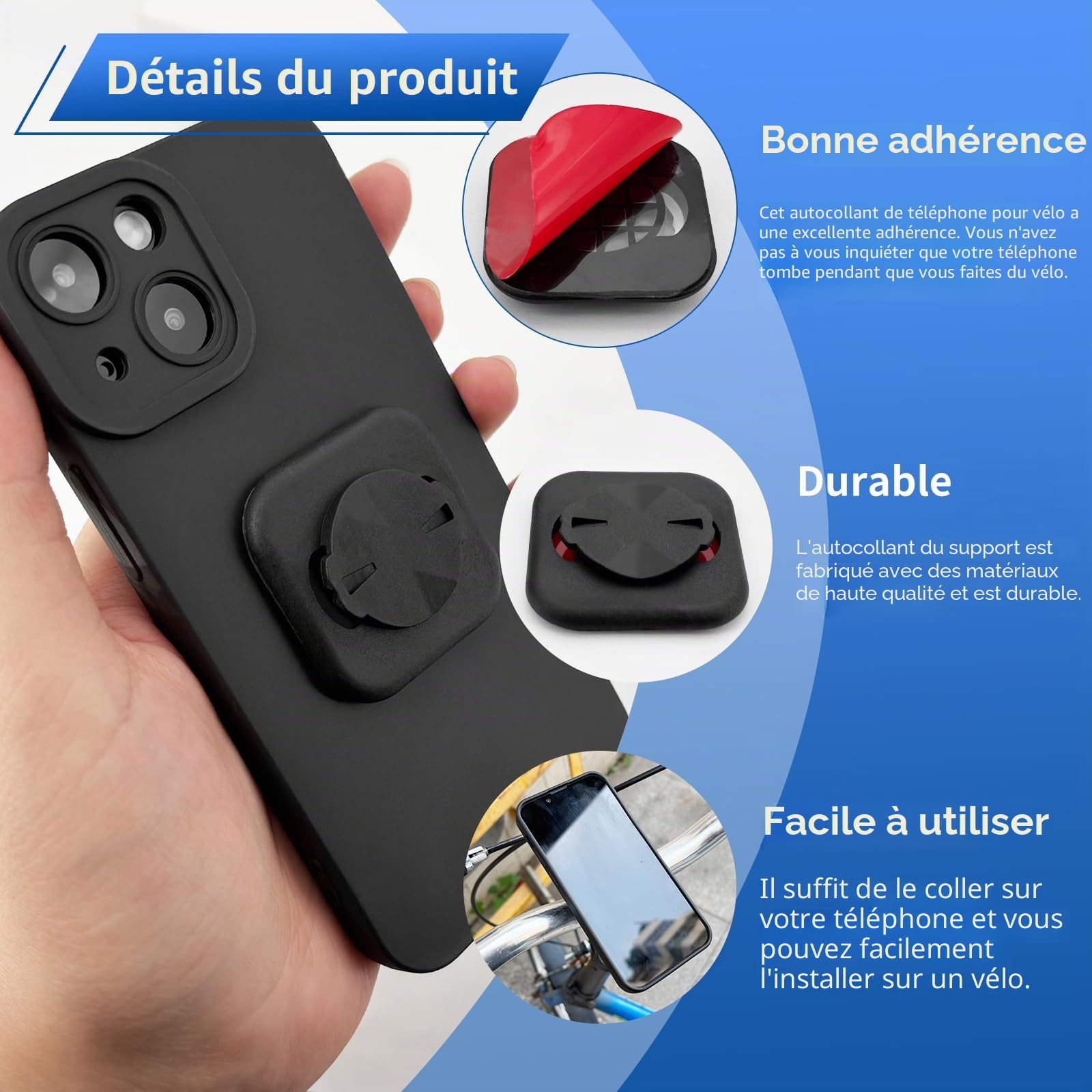 Adaptateur Garmin Pour Smartphone – Lot De 2 – Fixation Adhésive 40x40 Mm – Compatible Vélos Route, VTT, électriques