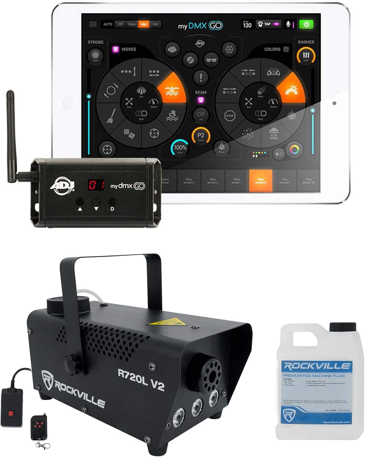 American DJ ADJ MYDMX GO Lighting Control App for iPad/Android Tablets+Fogger