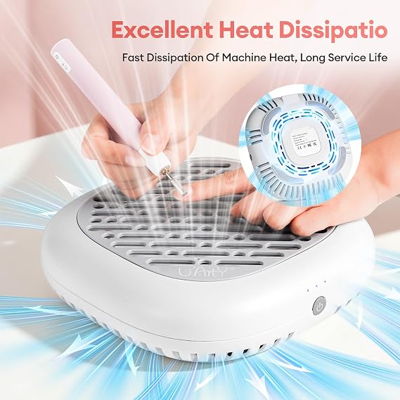 Nail Dust Collector Machine 130W New Strong Power Nail Dust Collector Powerful Suction Extractor Fan for Manicure, Professional Nail Filter (Grey)