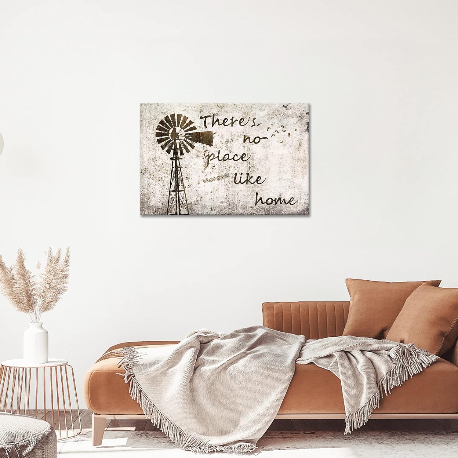 Rustic Farmhouse Wall Decor Windmill Picture Family Quote Wall Art 24x36