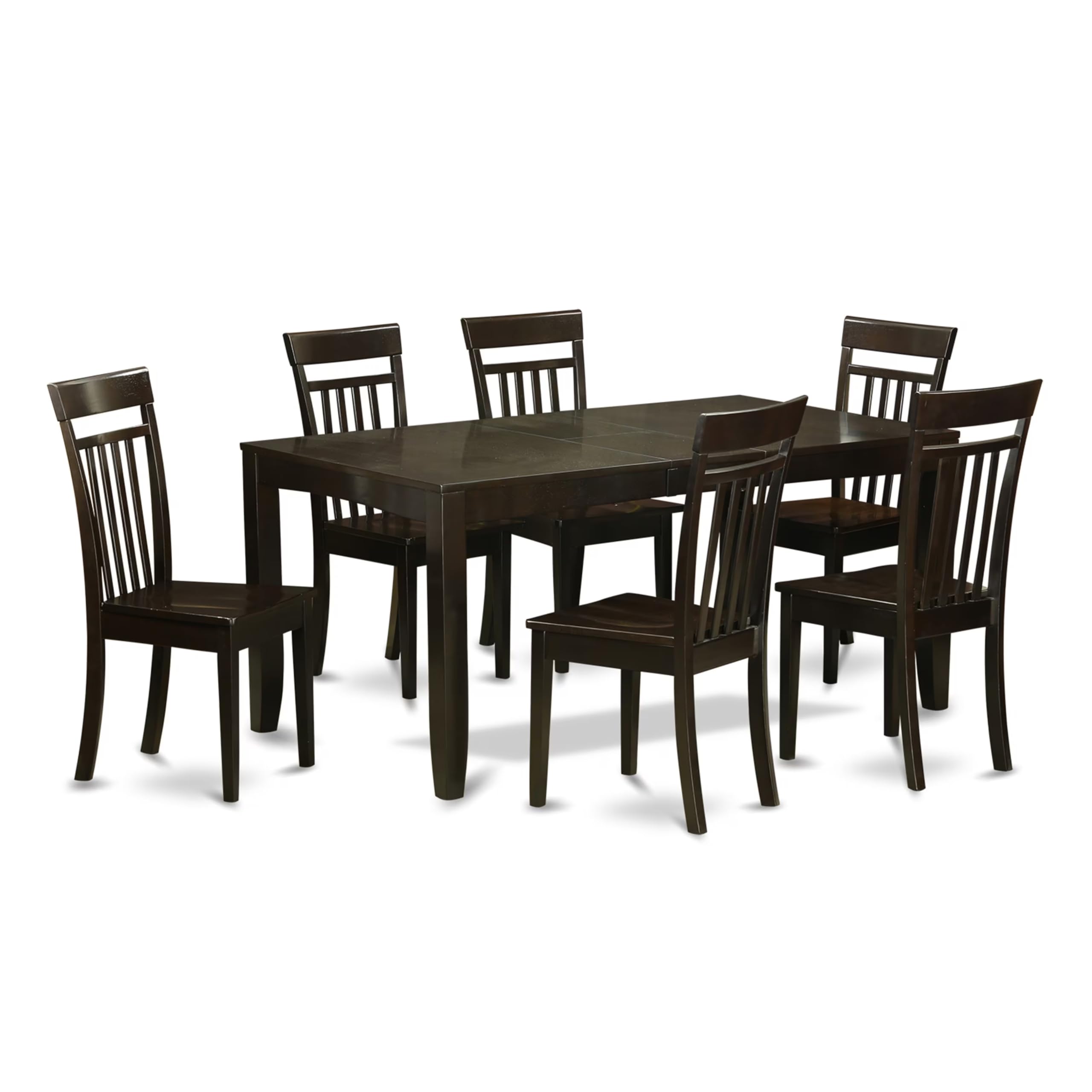 East West Furniture LYCA7-CAP-W 7 Piece Dining Set Consist of a Rectangle Dining Table with Butterfly Leaf and
