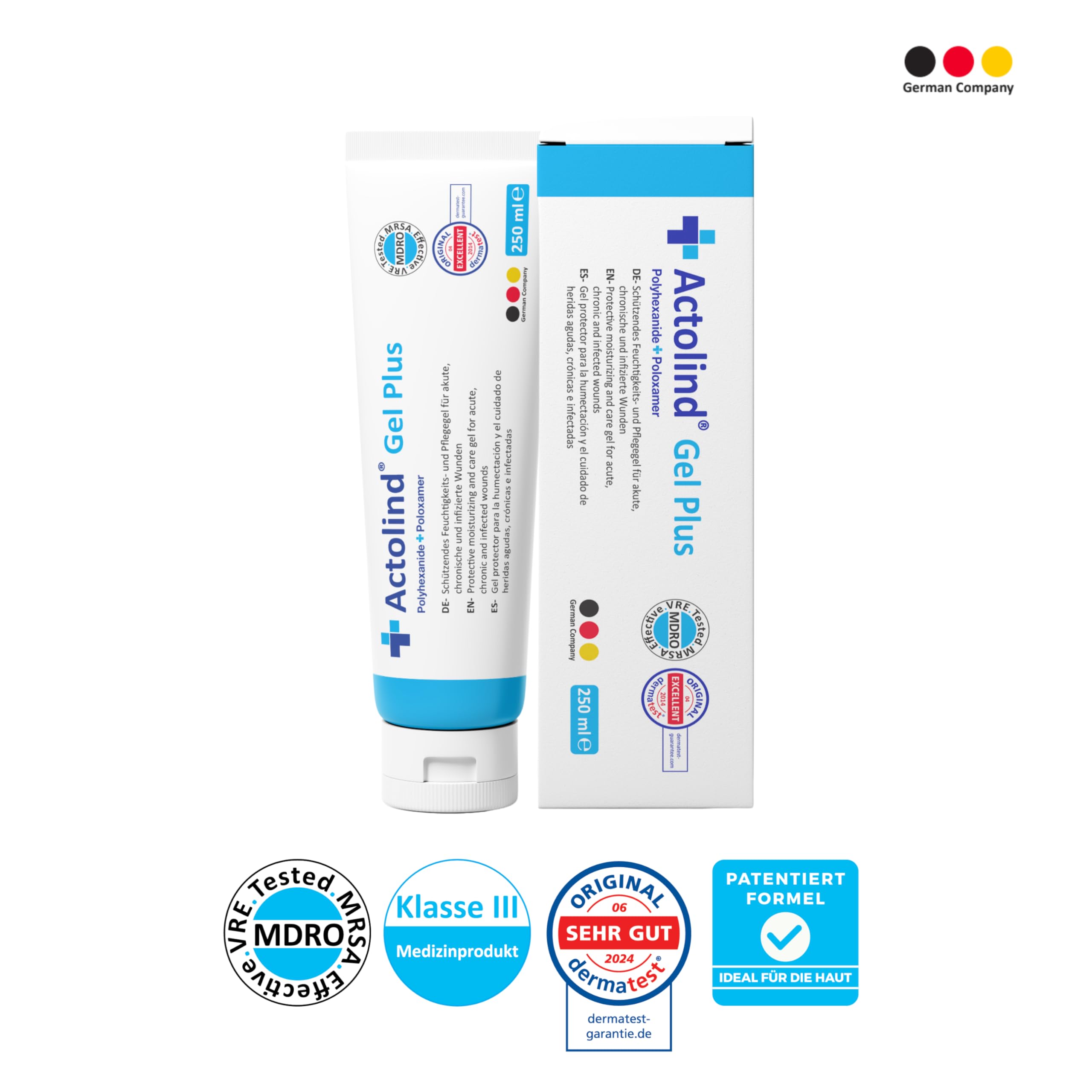 Actolind Gel Plus 250 ml – antiseptisches Wundgel für die häusliche Wundpflege | Medizinprodukt CE III | PZN 19073504