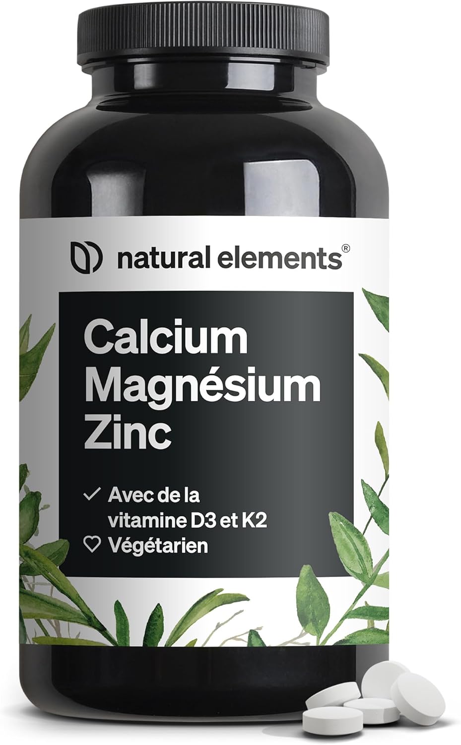 Calcium Magnesium Zinc Vitamin D3 K2 (MK7), 360 Tablets for 1 Year, High Dosed with Copper, Selenium and Manganese, For Bones, Immune System & Muscle, No Additives, Lab Tested