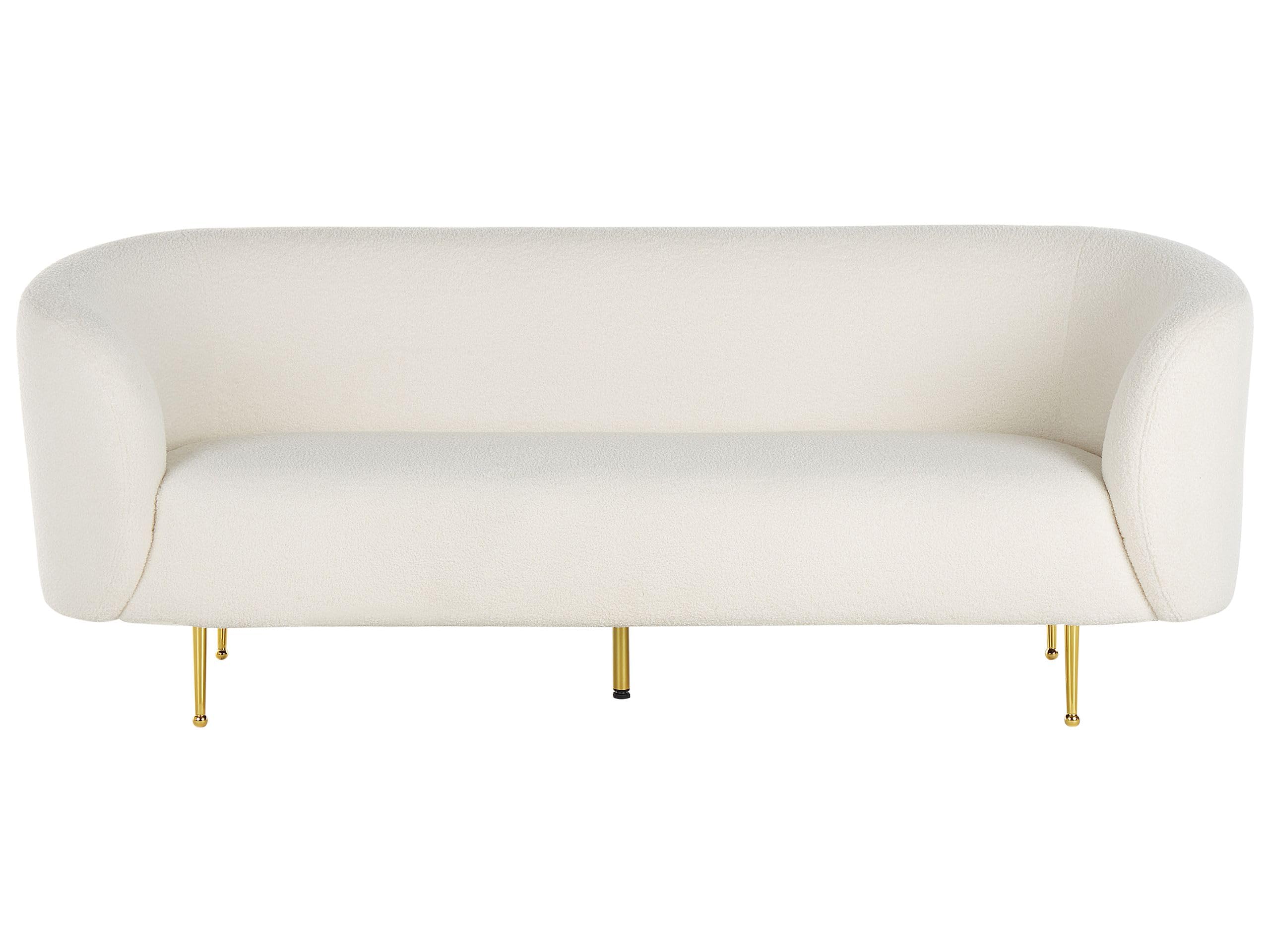 Sofa Set Sitzgruppe im Art-Déco-Stil mit Sessel Bouclé 6-Sitzer weiß Loen
