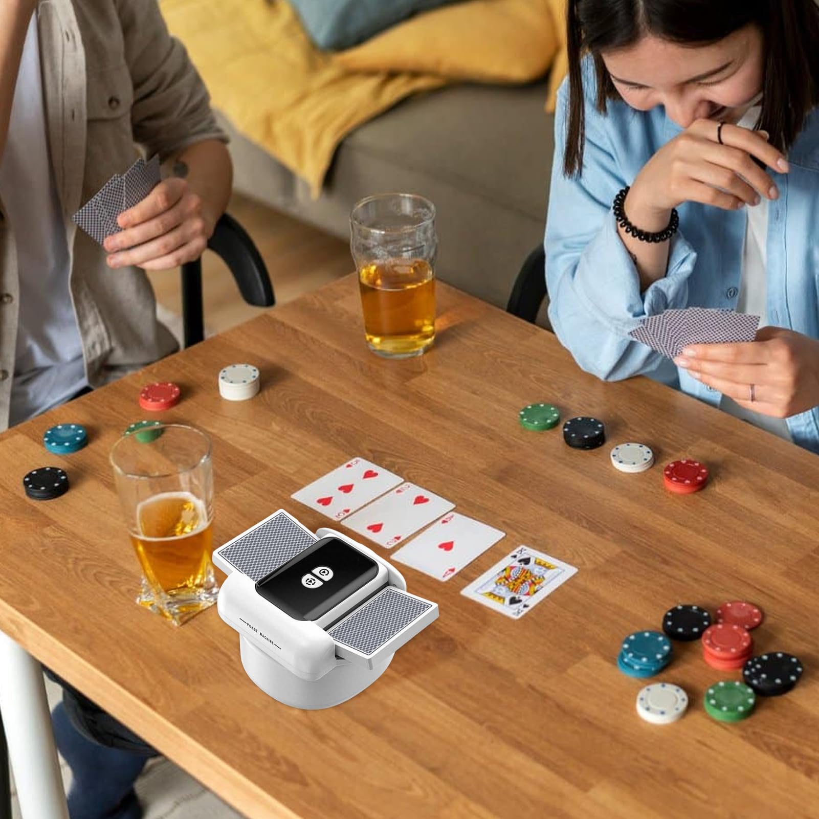 Distributeur Automatique de Cartes, Mélangeur pour 1 à 2 Jeux, 2 Modes Silencieux Rechargeable pour Jeux de Société Cartes à Jouer Poker Blackjack