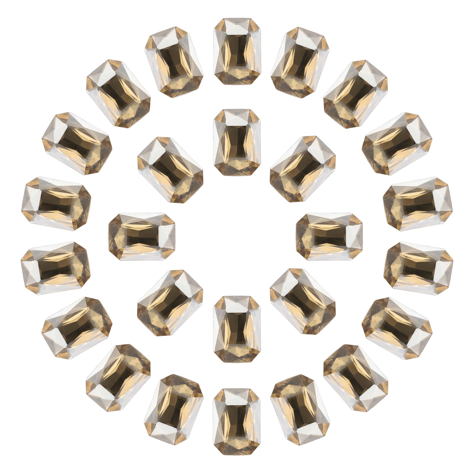 sourcing map 10x14MM Octagon Rectangle Rhinestones, 100 Pcs Crystal Faceted Rhinestones with Silver Plated Glass Gems for Crafts (Champagne) — image 1