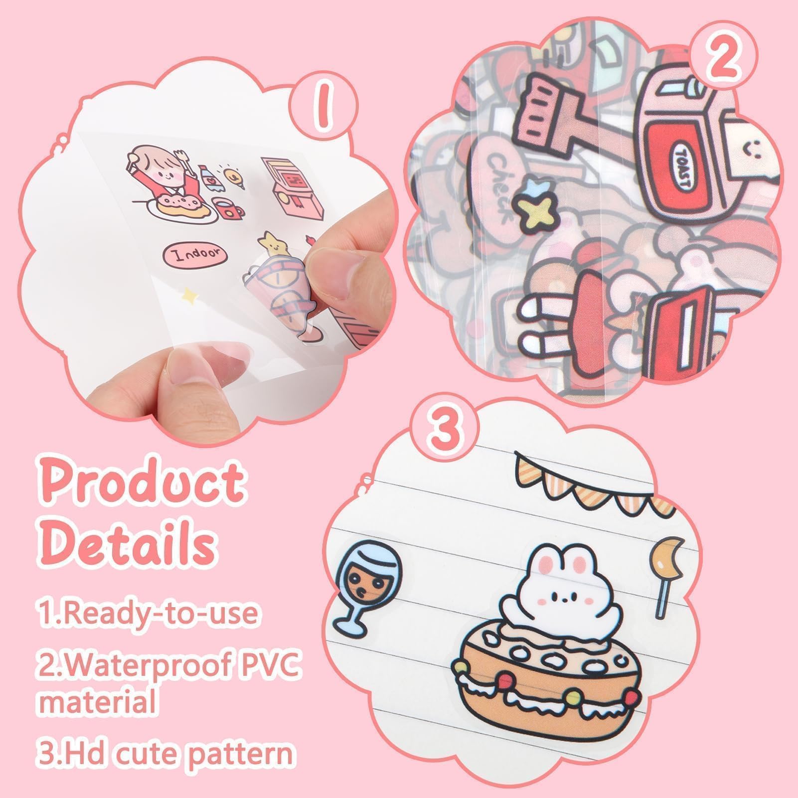 6 Blätter Kawaii Tagebuch-Sticker – Süße Aufkleber Für DIY, Journaling & Deko