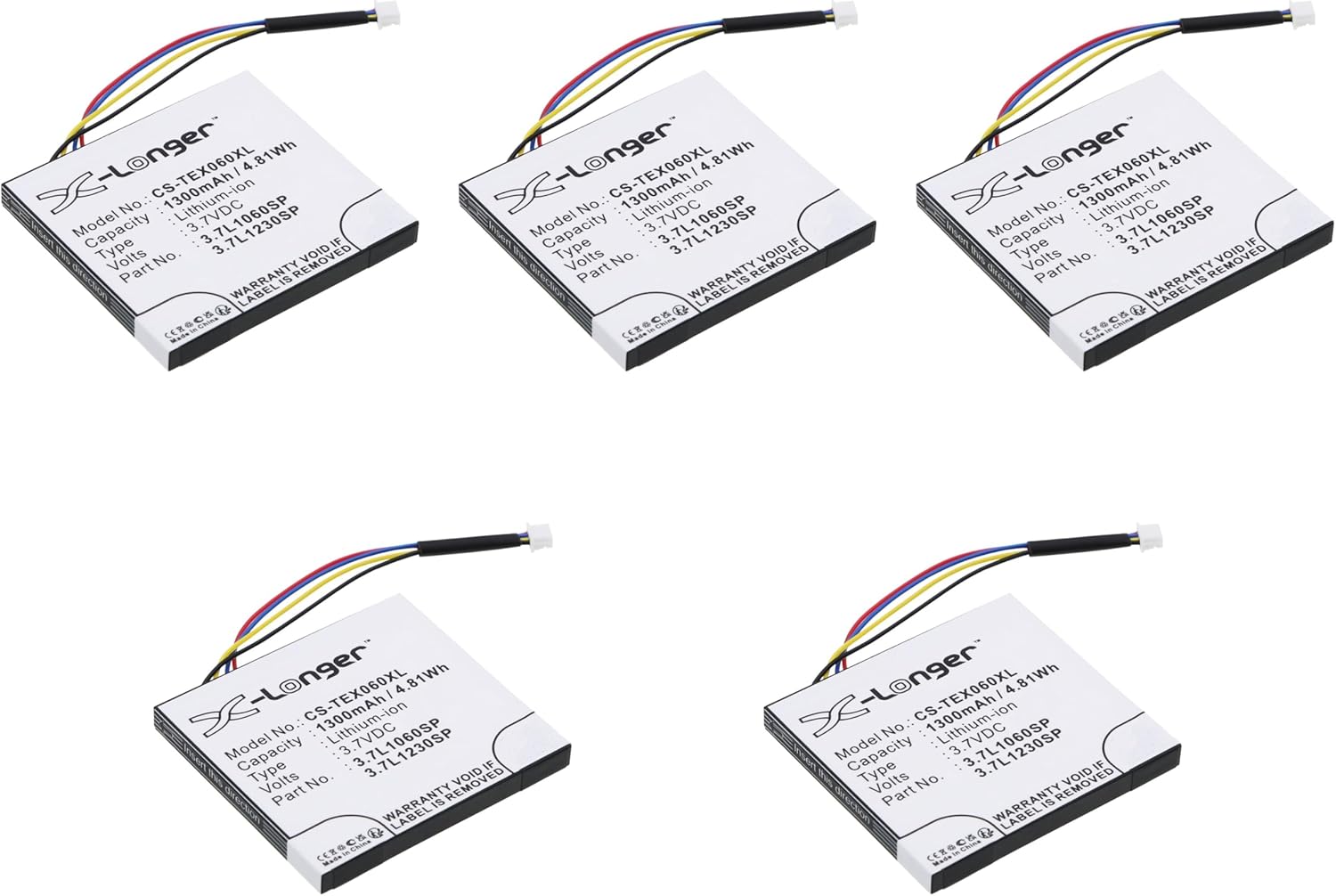 5Pcs 3.7L1060SP 3.7L1200SP 3.7L1230SP Battery Replacement for TI-Nspire CX, TI-Nspire CX CAS, TI-84 C Silver, TI-84 Plus C Silver Edition, N2/AC/2L1/A, 1815 F071D, P11P35-09N01