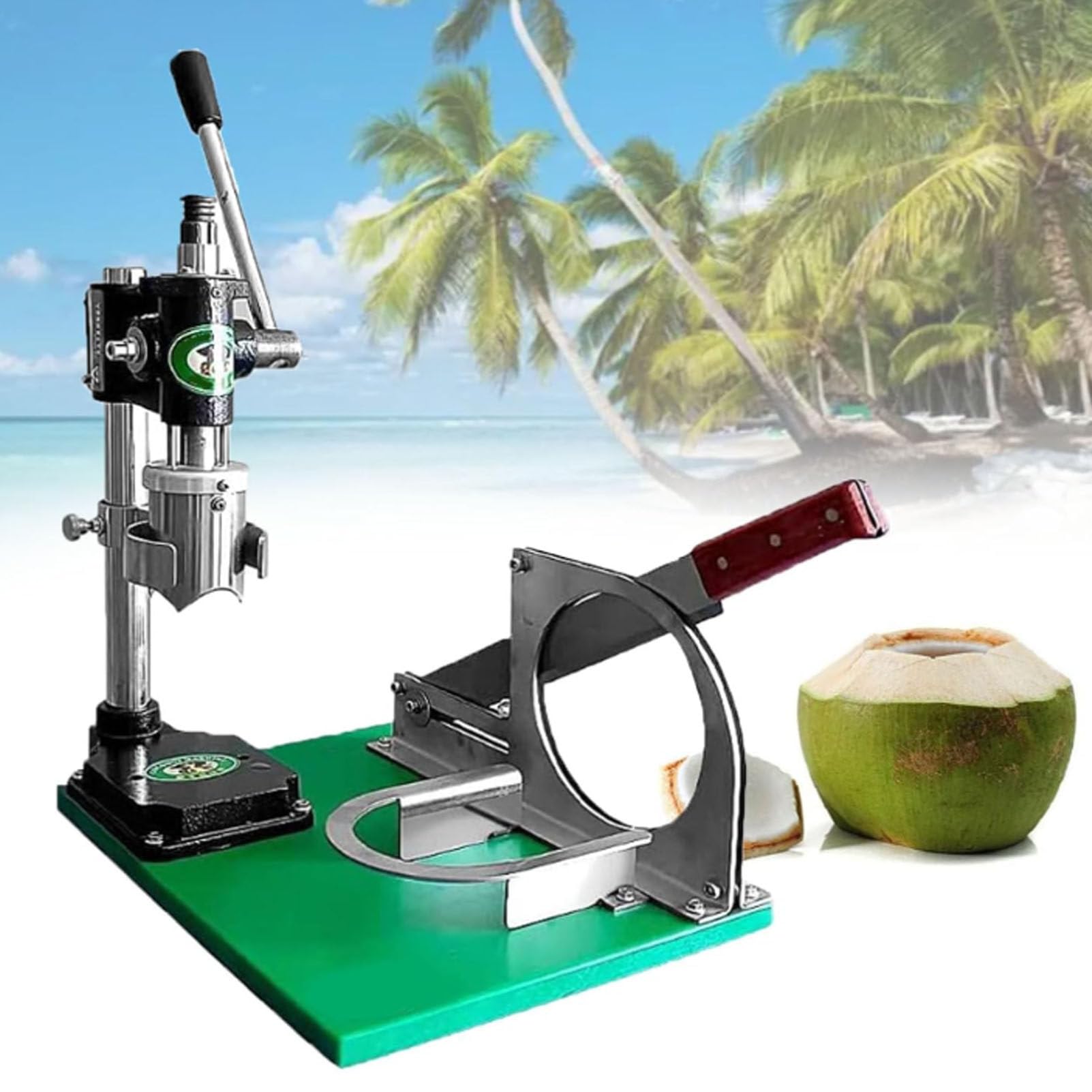 Oiyekntd Coconut Opener Tool, Green Fresh Young Coconut Peeler, Commercial Coconut Cutting and Peeling Machine, With Hole Puncher Maker, Coconut Hole Open 2.36" Diameter 1Handle
