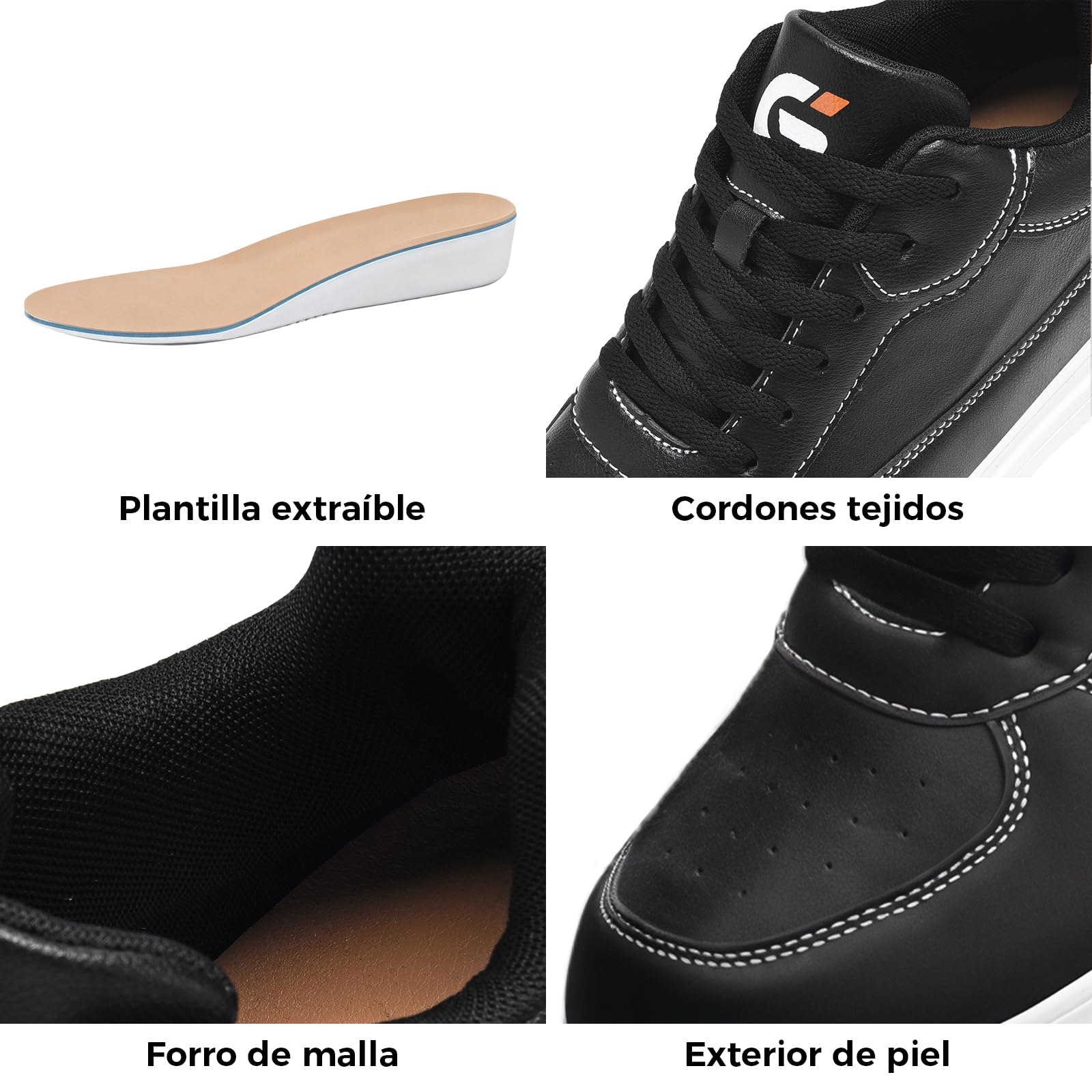 Zapatos Elevación Invisibles para Hombre Altura Ajustable 6/8/10CM Zapatillas Deportivas Transpirables Antideslizantes y Multifuncionales Cómodas Sneakers 40-45EU