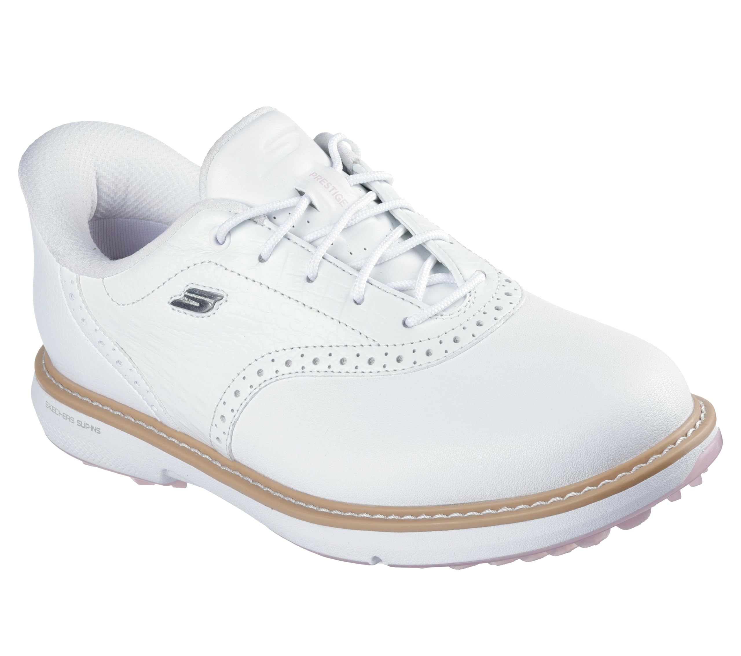 Skechers Golf Women's Prestige Spikeless Slip-in Arch Fit Golf Shoe Sneaker, White/Pink, 7.5