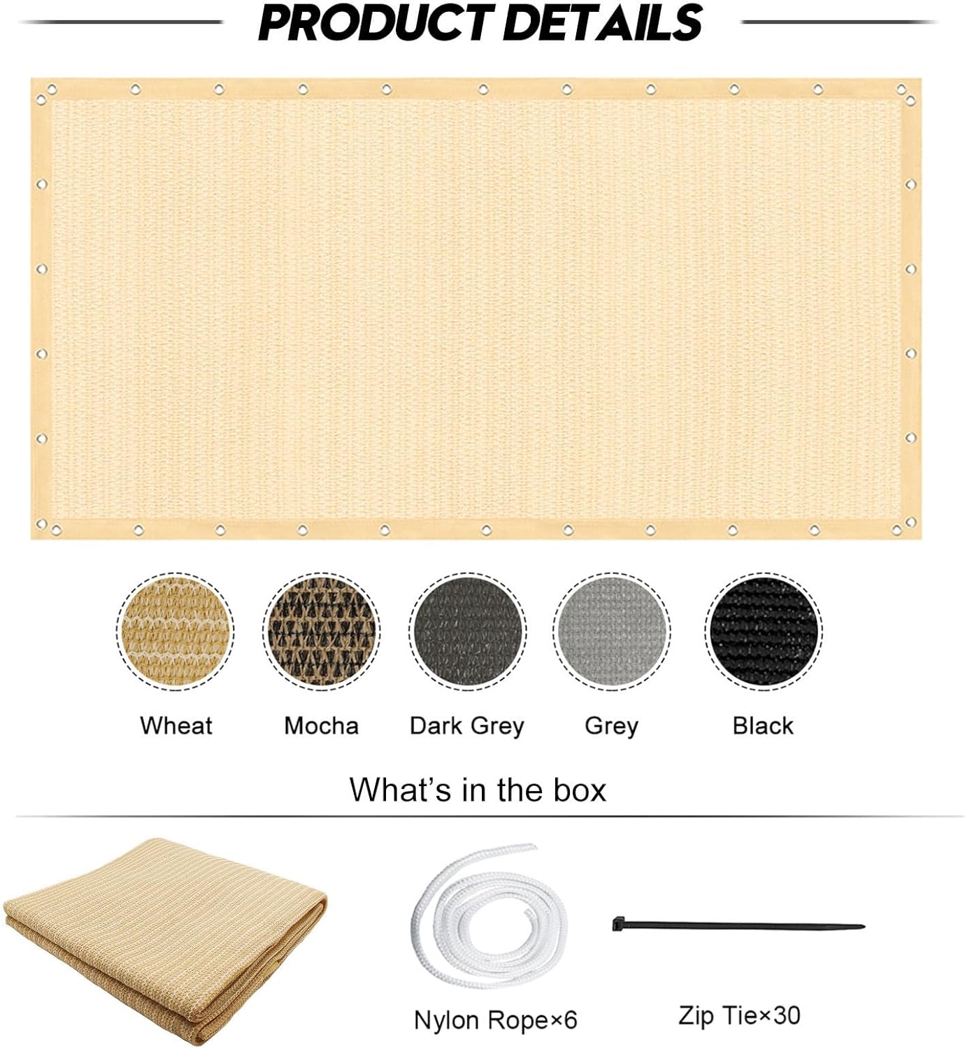 Customized Size 90% Sun Shade Cloth 12' X 16' Outdoor Patio Pergola Shades Cover Privacy Screen UV Block Porch Screens Canopy for Patio Gazebo Outdoor, Wheat, CMGN02