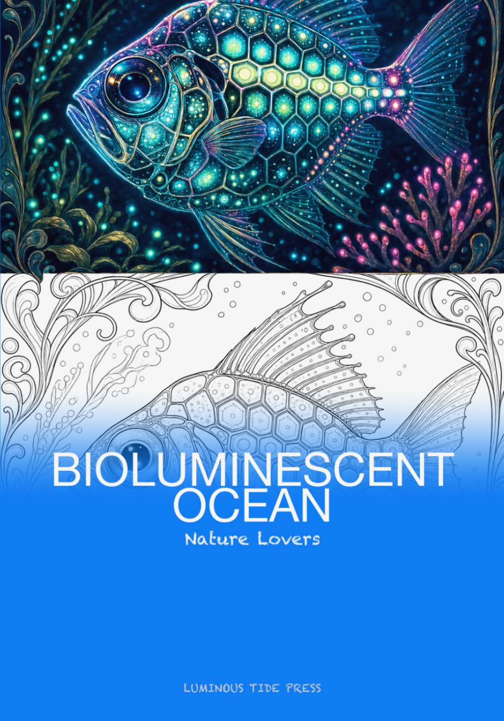 Bioluminescent Ocean Coloring Book: 50 Intricate Marine Life Illustrations with Glowing Deep-Sea Creatures for Calm, Focused Art Sessions