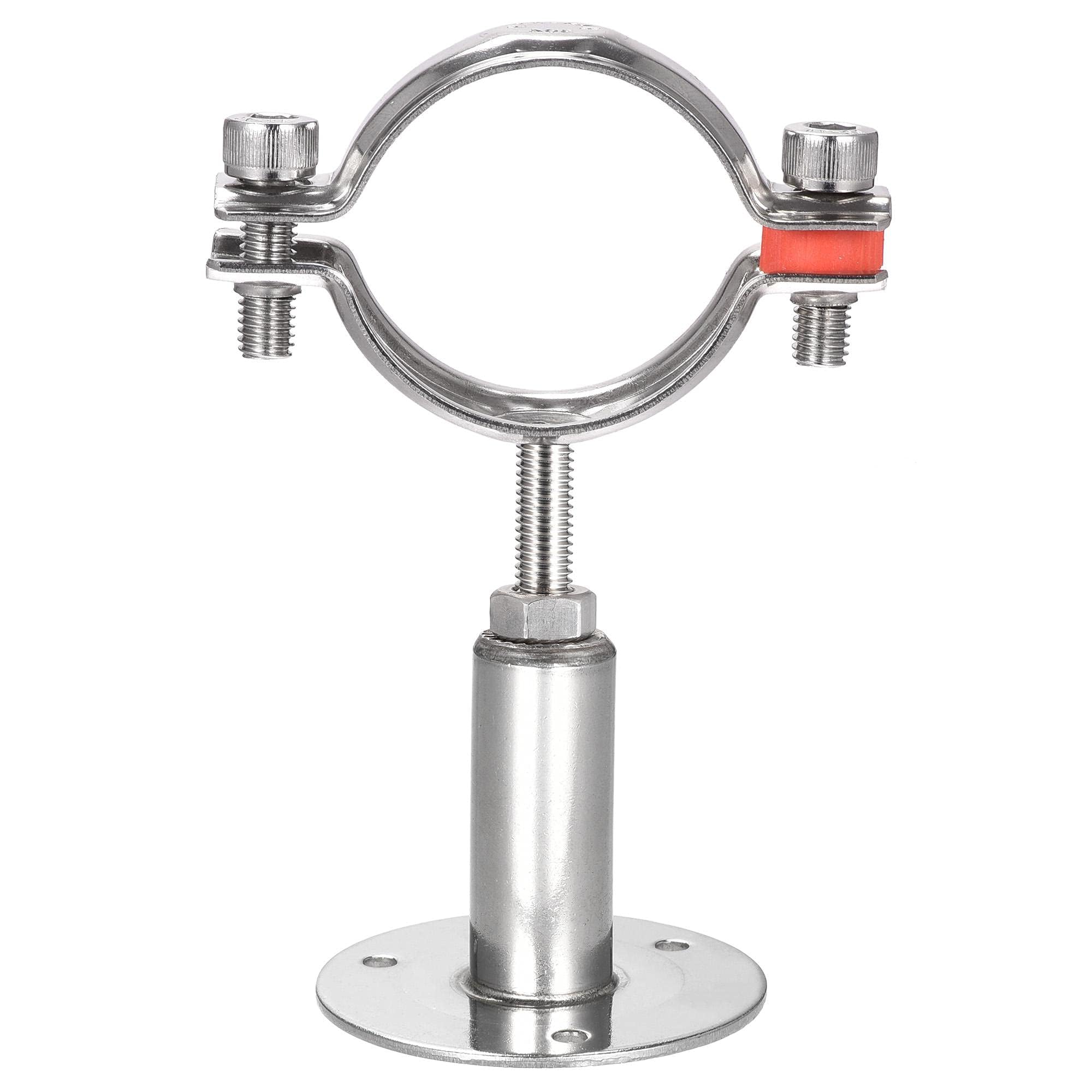 TA-VIGOR 304 Stainless Steel Adjustable Pipe Support Bracket, Wall and Ceiling Mount Pipe Clamp Holder for 48-51mm Tubes, Heavy Duty Tube Clamp with Mounting Parts