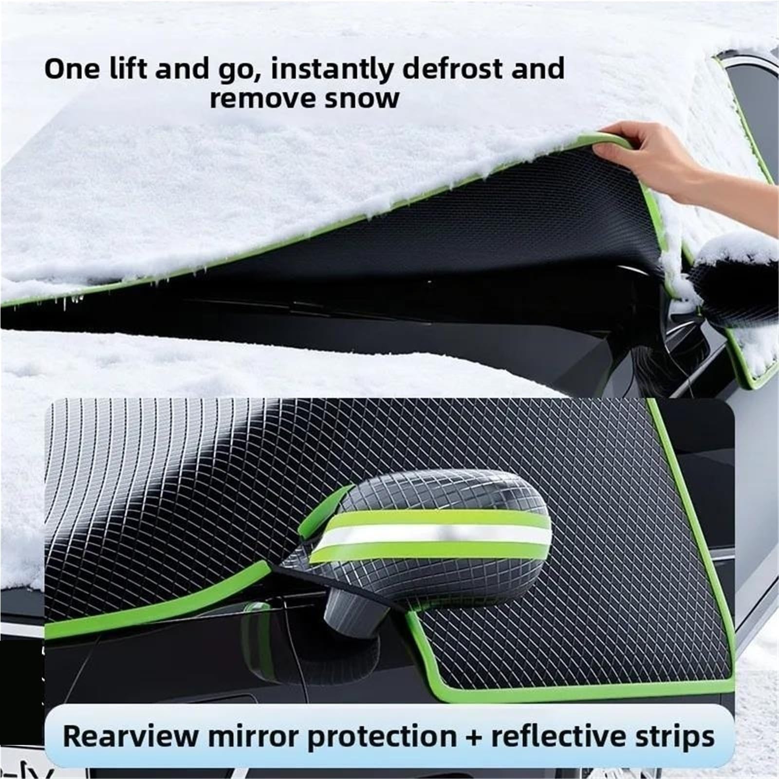 Couverture De Neige De Voiture, Couverture Antigel De Pare-Brise, Anti-Neige, Demi-Couverture d'hiver, Vêtements De Voiture Pare Brise Hiver pour Voiture Contre(Green)