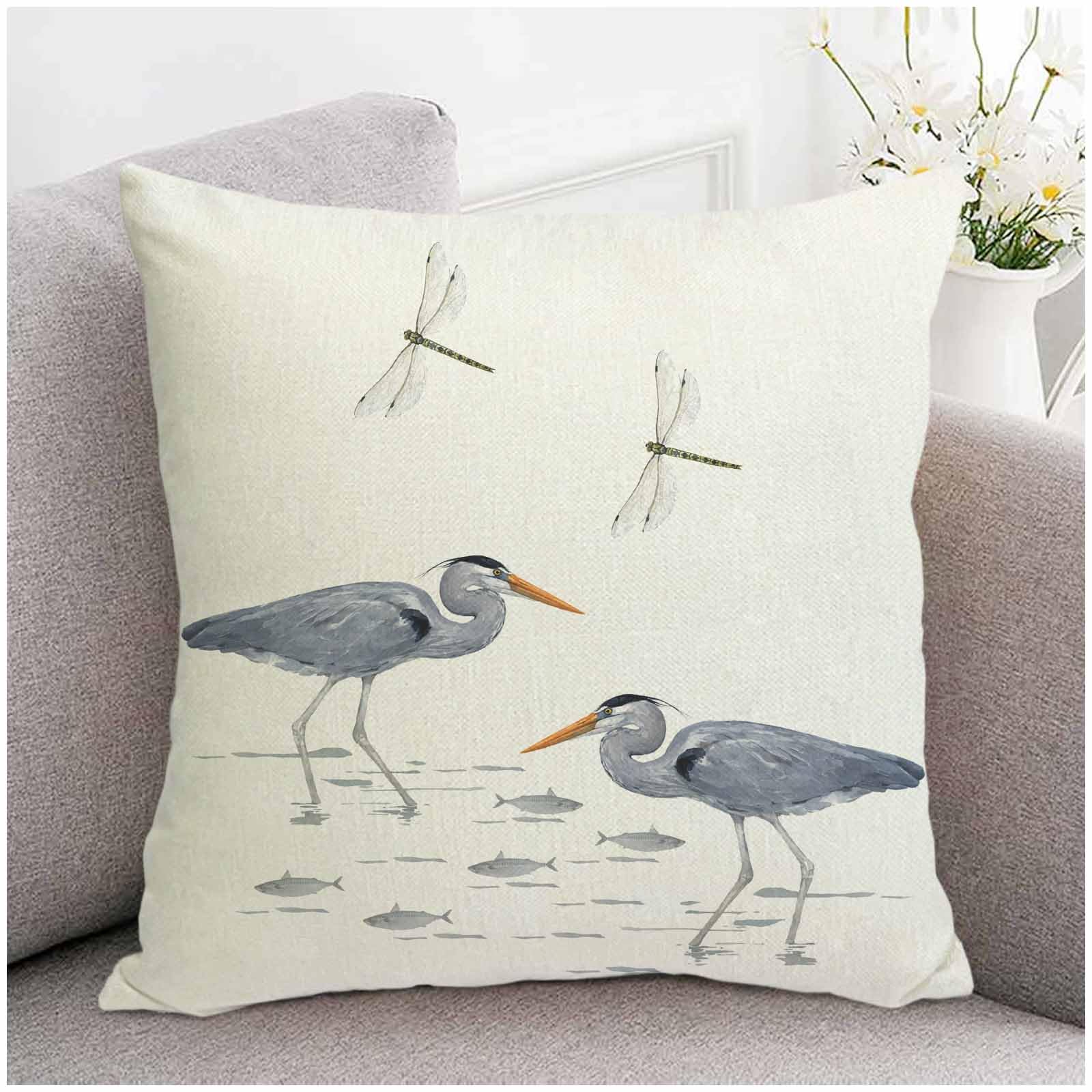 Decgarsun Linen Square Pillow Covers Watercolor Animal Bird 18 x 18 Decorative Cushion Cover Pillowcase for Couch