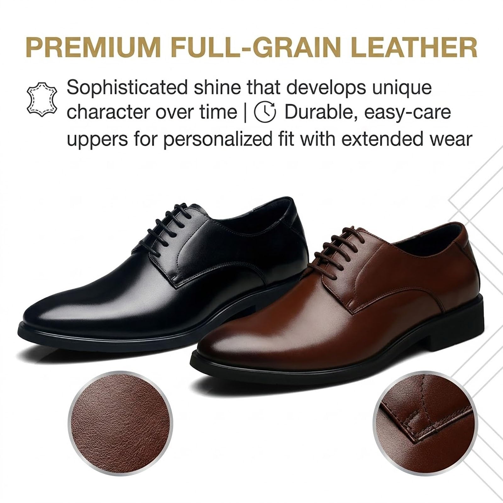 Scarpe Oxford in Pelle Vera Allacciate, Suola Antiscivolo Comoda E Traspirante, for Matrimoni E Occasioni Lavorative