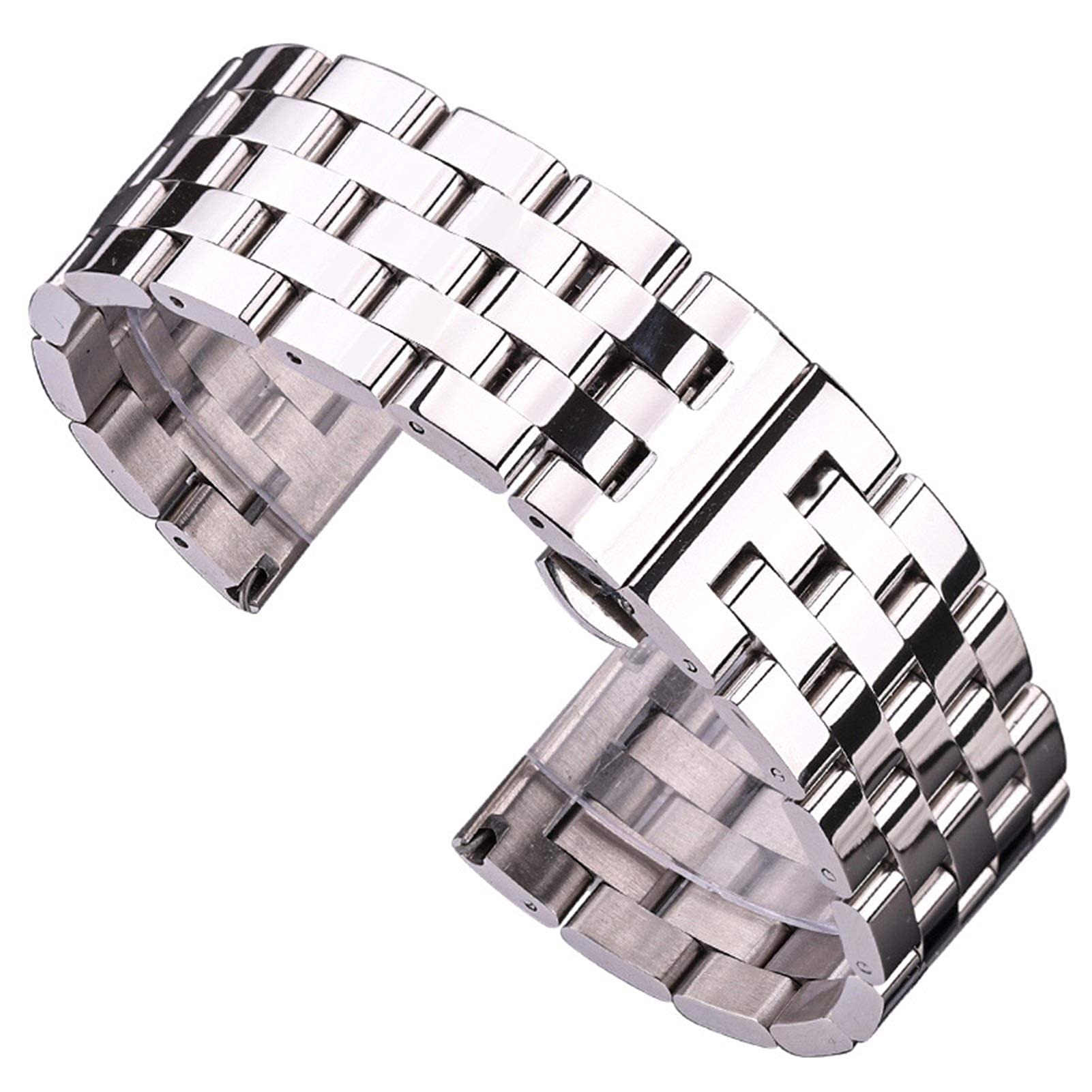 Cinturino per Orologio in Acciaio Inossidabile Massiccio, da Uomo e da Donna, con Chiusura Pieghevole in Metallo.