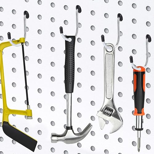 Miniatura 6 de 60 ganchos en J para tablero de clavijas con 60 cerraduras de gancho para tablero de clavijas, no se caen, para colgar joyas, herramientas