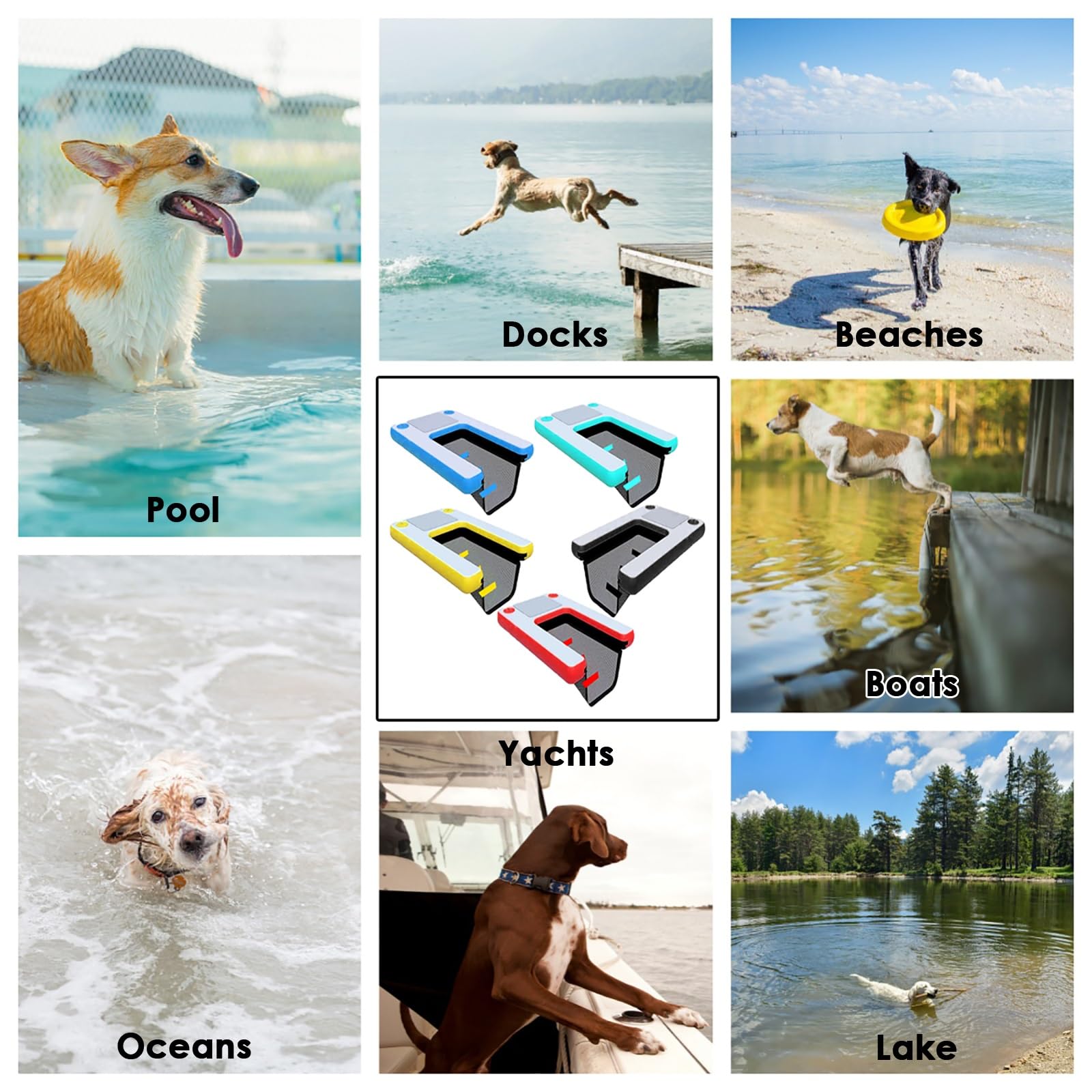 Dog Water Ramp for Boat Inflatable, Portable Dog Pool Water Flotation Device for Dogs Up to 132 Lbs, Dog Raft Water Floating Ramp with Pump/Rope/Repair Kit(Green,59