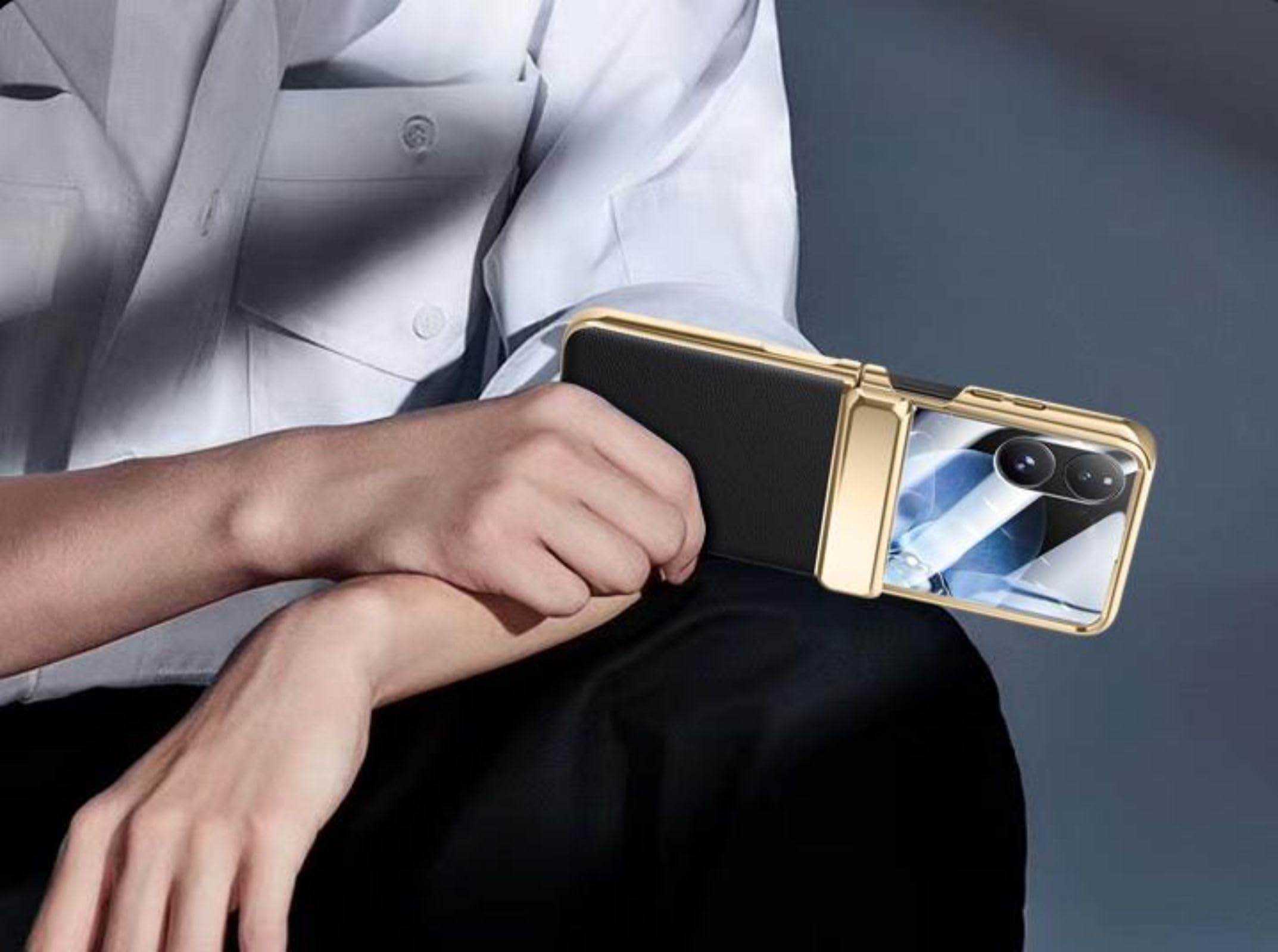 für Mix Flip Handyhülle Rückwand Folie Magnetic Hinge,Leder Bumper Case Slim Cover für Xiaomi Mix Flip(1)