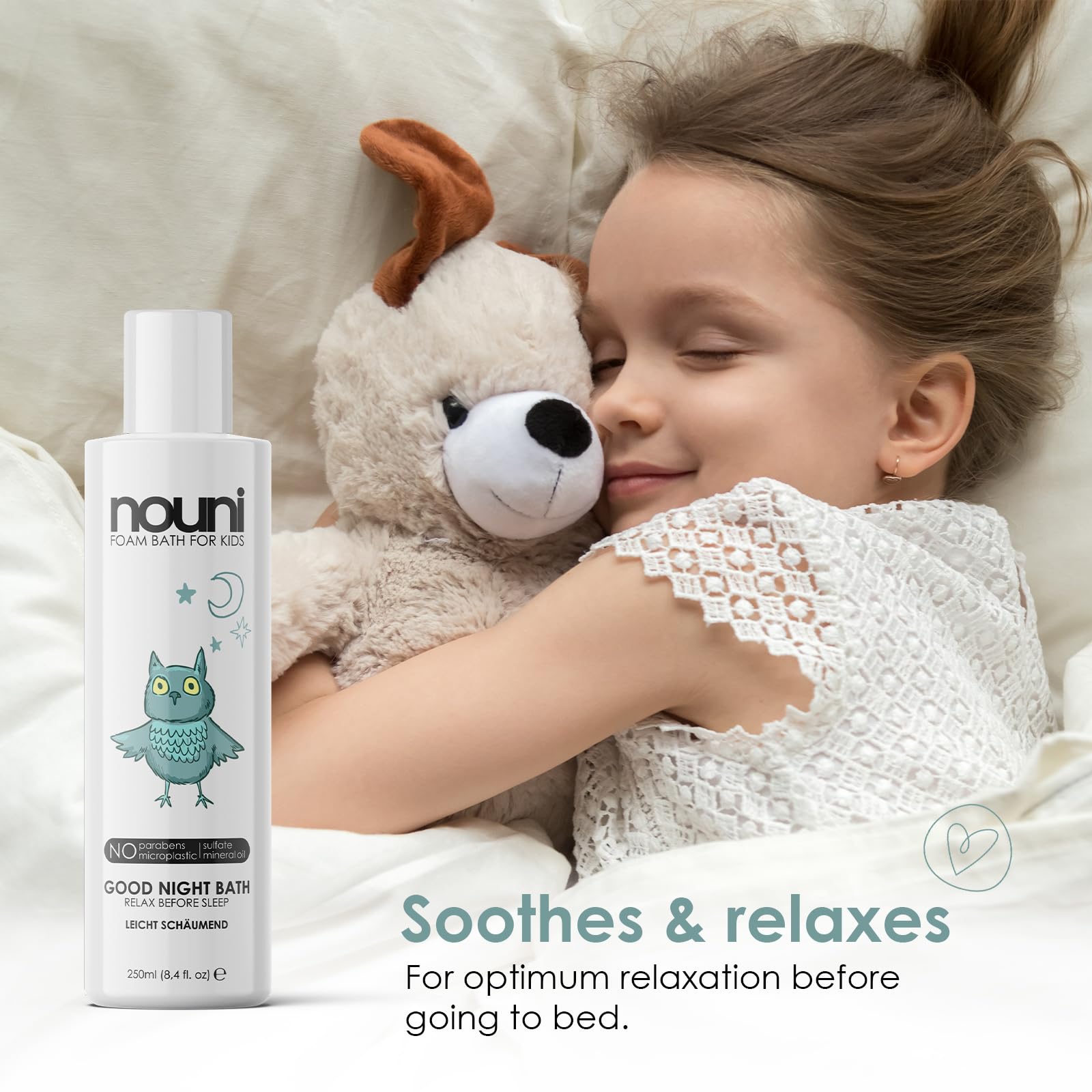 nouni Bubble Bath for Kids - Safe & Gentle Bath Additive with Low Foaming Action, Vegan, Free from Parabens & Sulfates, 250 ml - Image 2
