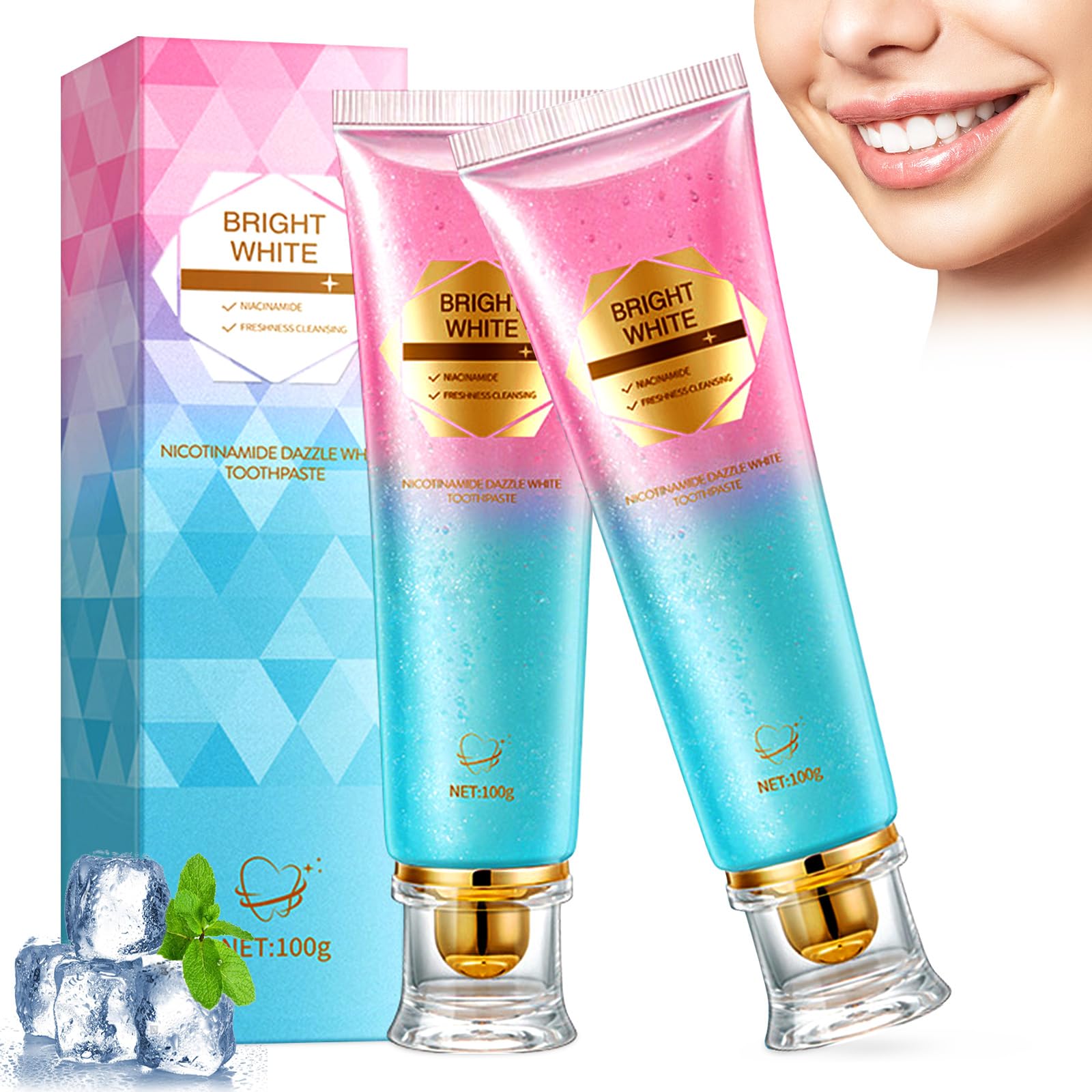 Niacinamide Whitening Toothpaste, Acssart Radiant Whitening Toothpaste, Complete Care Toothpastes, Remove Tooth Stains, Re...