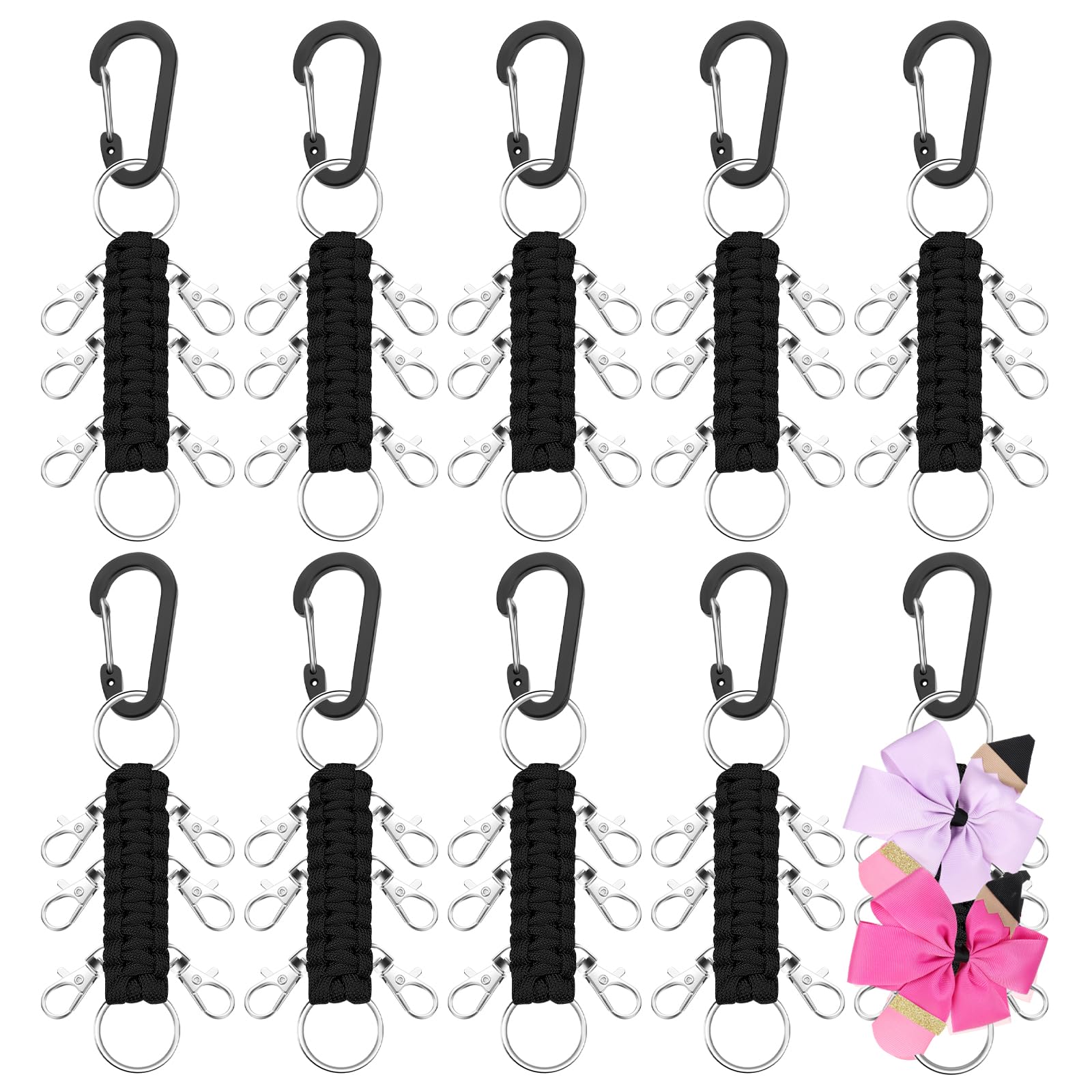 Berlune Cheer Bow Holder for Backpack Paracord Keychain Cheer Bow Keychain for High School Cheerleading Teen Girls