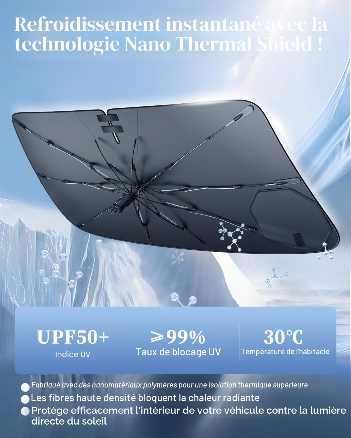 BIBIBO Compatible avec Citroën C3 Aircross 2024 2025 - Pare-Soleil Avant - Paroi Acoustique Avant - Pare-Brise CC24 - Pare-Soleil de Voiture C3 Aircross 2025 - Accessoires