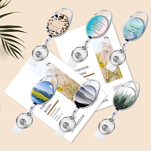 Miniatura 6 de Carrete retráctil para tarjetas de identificación con llavero retráctil para llaves, lindo nombre de enfermera, carretes decorativos con clip para