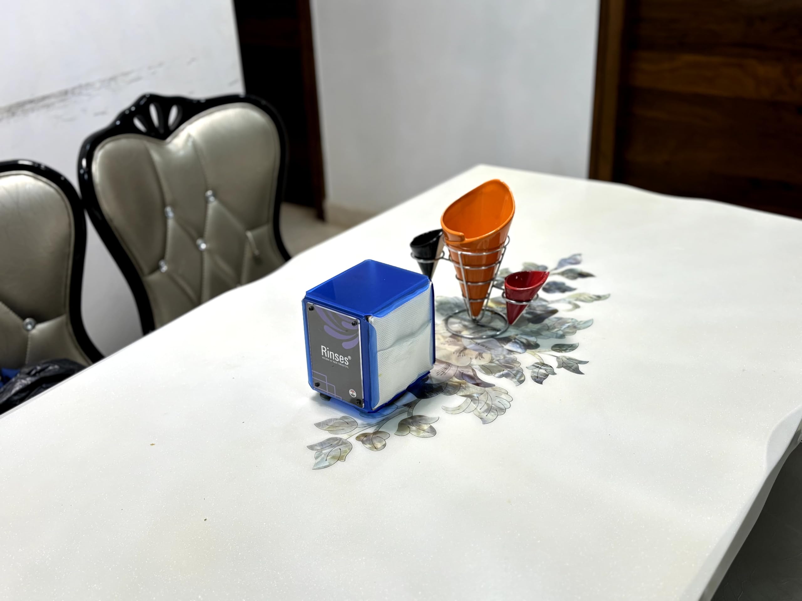 Rinses Rotating Table Top Dispenser Box & 2 Tissue Pack Combo | Napkin Holder | Acrylic Rotating Tissue Paper/Towel Holder for Dining Table, Kitchen, Restaurant Hotel, Office, Home (Color-White) 3