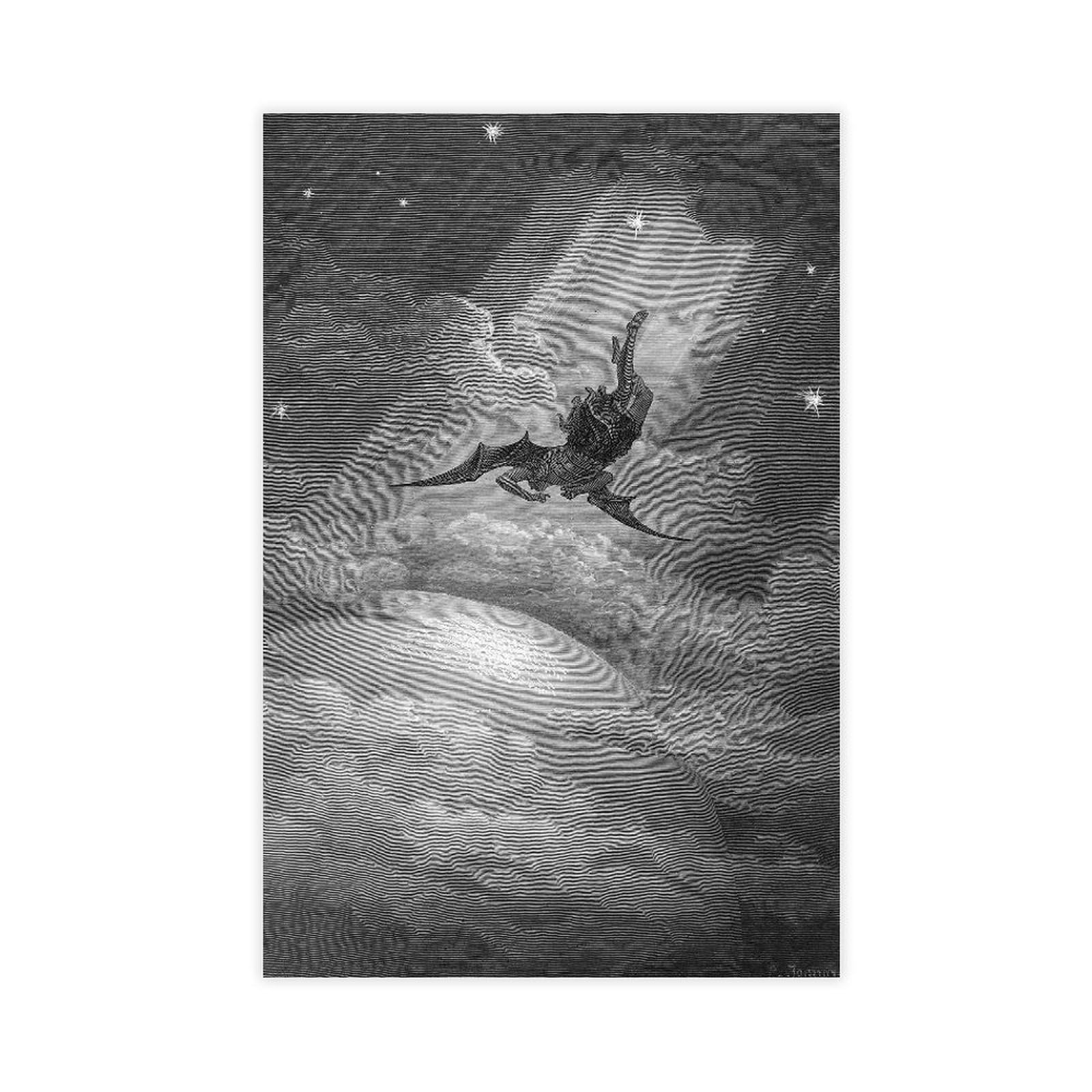 DFJyjFGJJ Paradise Lost by Gustave Dore Vintage Poster Romanticism Realism Black And White Art Canvas Wall Art Print Poster For Home School Office Decor 12" L X 18" W
