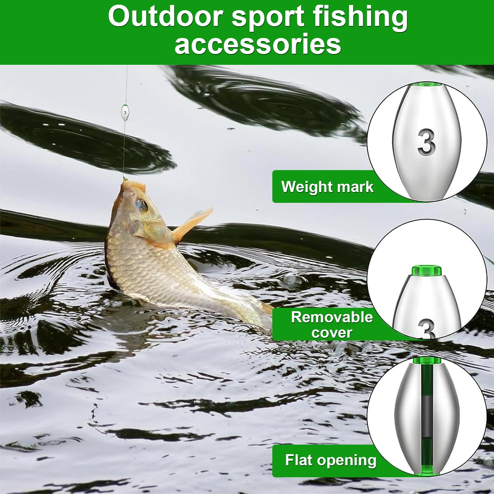 50 Pièces Plomo de Pesca, 2g 3g 4g 5g 8g 10g 15g 20g, 8 Tailles, Amovible, Reutilizable, Ovalada, Pesca Drop Shot de Plomo para la Pesca de Agua Dulce y Salada