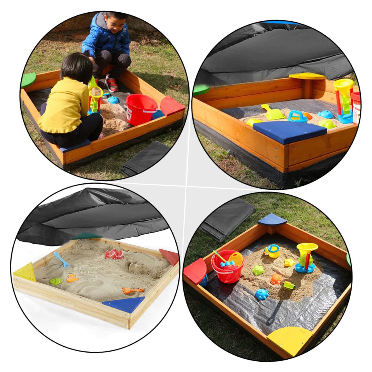 FELTECHELECTR Sandbox Protection Cover Pool Cover Anti-Fading Tear-Resistant Drawstring Canopy for Boys and Girls Small Garden