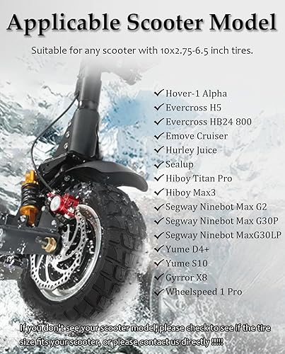 Miniatura 6 de Neumático exterior de goma todoterreno de 10 pulgadas 10x2.75-6.5 con tubo interior adecuado para Speedway 5 Dualtron 3 Hover-1 Alpha Hiboy Titan