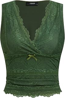 CIDER Lace Crop Tank Tops for Women Going Out V Neck Sleeveless Ruched Tops Trendy Y2K Summer Outfits