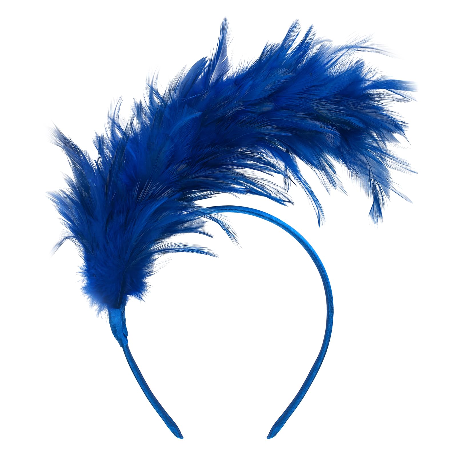 GHGMAO 1920s Feather Fascinator Headband for Women Derby Headpiece Gatsby Fascinator Hats Feathers for Cocktail Wedding Tea Party (Blue)