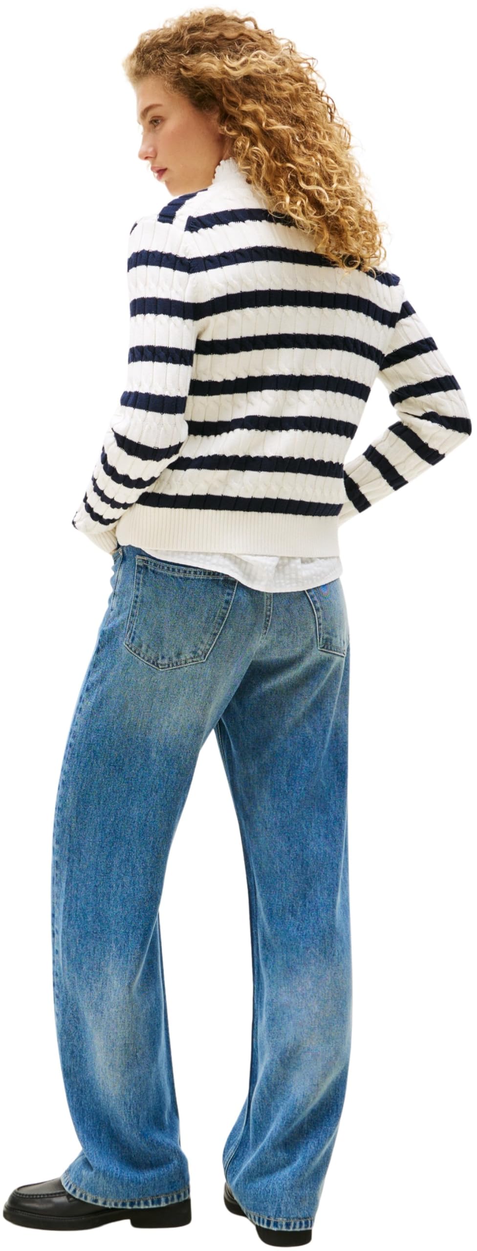 Tommy Hilfiger Chaqueta de Punto Mujer Cardigan Co Cable Mid Slim Fit